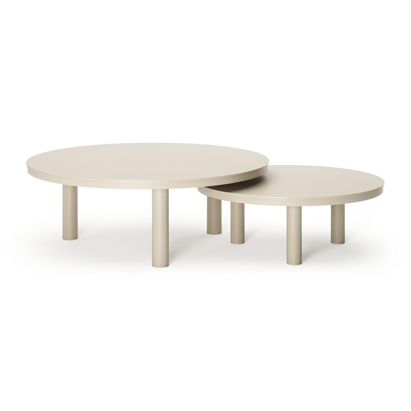 Lindo loungetafels in beige aluminium - Dia. 85 x H 27 cm, Dia. 65 x H 21 cm