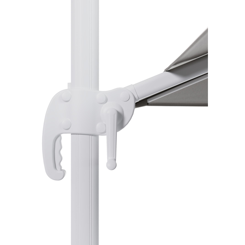 Parasol pendant Calpe en aluminium blanc avec toile de parasol en weather+ softtouch gris - Lg.1 270 x Lg.2 270 cm (sans pied de parasol)