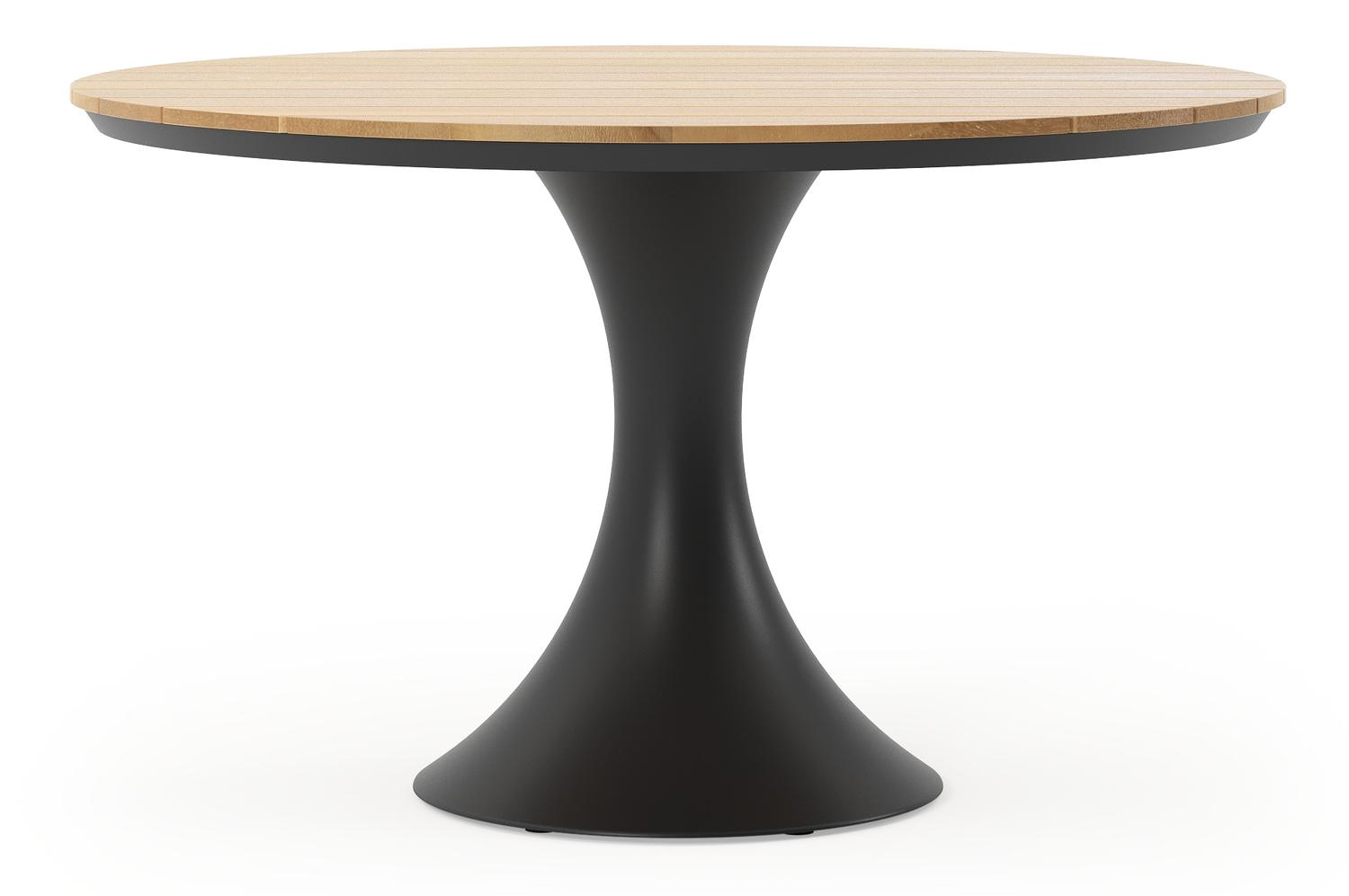 Fano tuintafel in zwart aluminium en teak - Dia. 130 x H 75 cm