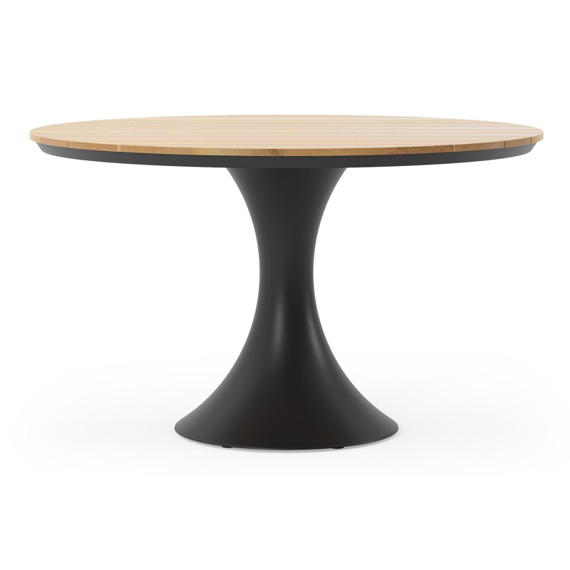 Fano tuintafel in zwart aluminium en teak - Dia. 130 x H 75 cm