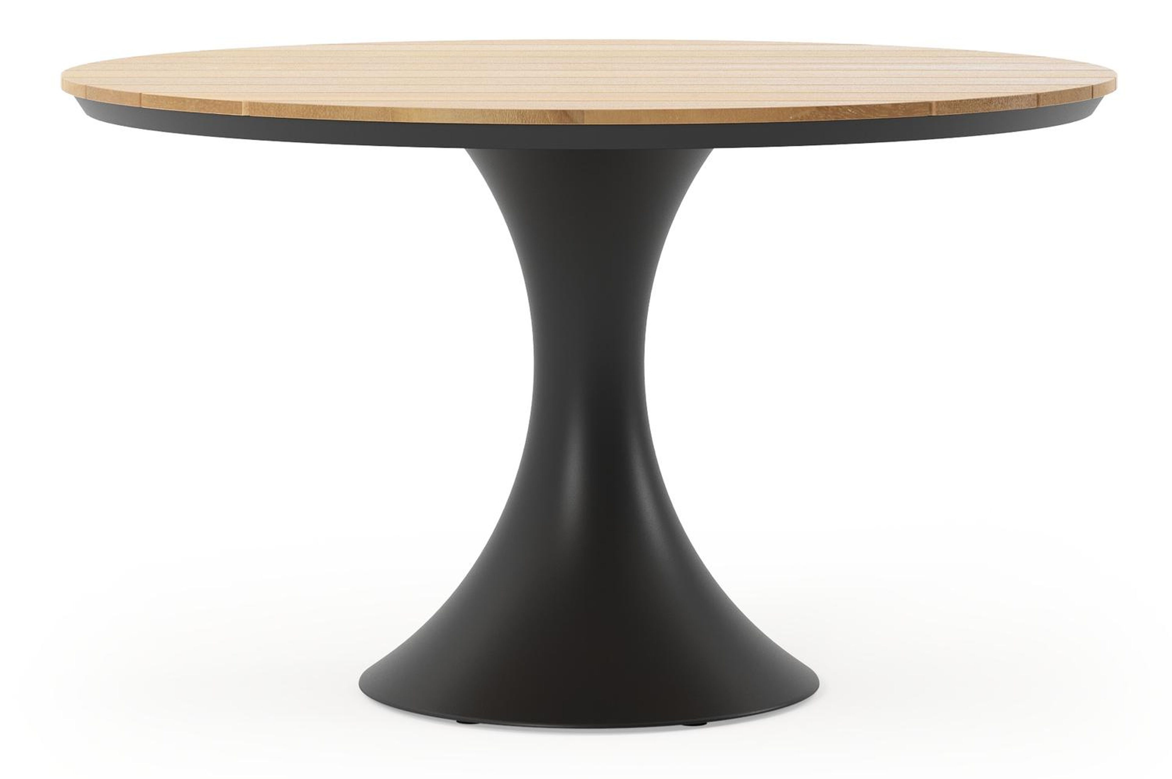 Fano tuintafel rond in zwart aluminium en teak - Dia. 130 x H 75 cm