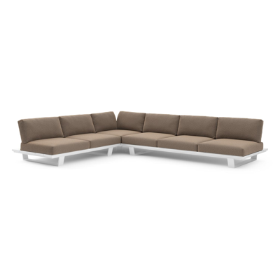 Pagino loungehoek in wit aluminium met firenze bamboe all weather solica kussen