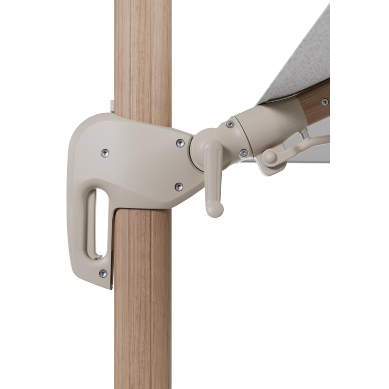 Parasol pendant Rufina avec fonction tilt en aluminium aspect de bois et toile de parasol en All Weather Solica Ego Birch  - Lg.1 400 x Lg.2 300 cm (sans pied de parasol