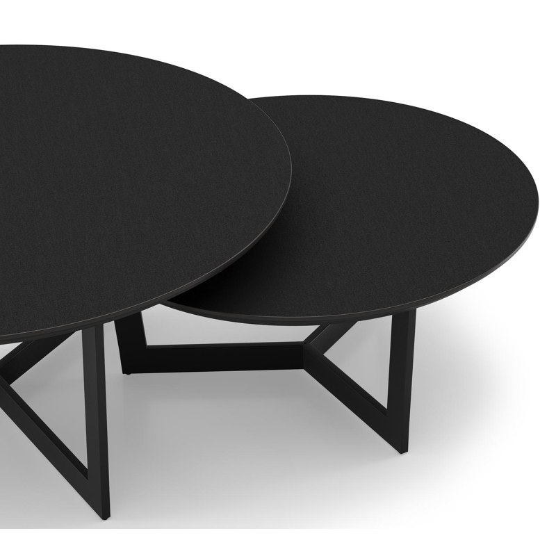 Tables basse Lacrima en aluminium noir et céramique pleine nero black - Dia. 85/65 x H 35/30 cm