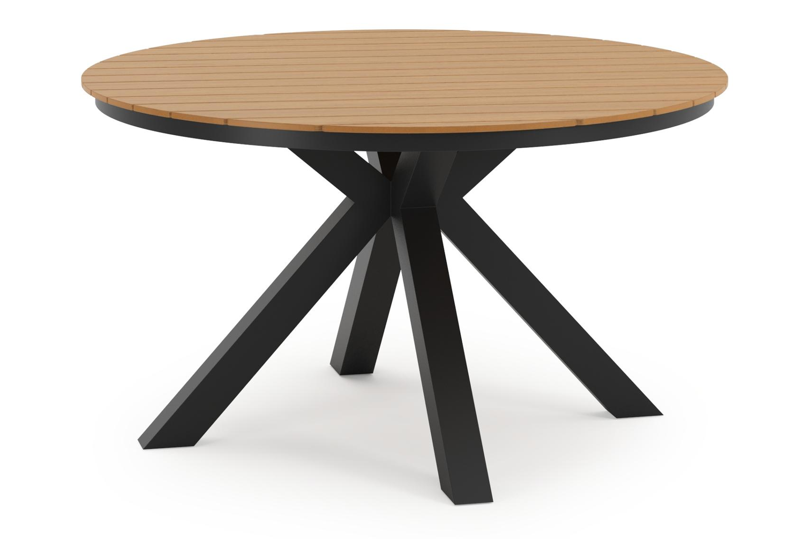 Tora tuintafel in zwart aluminium en polywood - Dia. 140 x H 69 cm