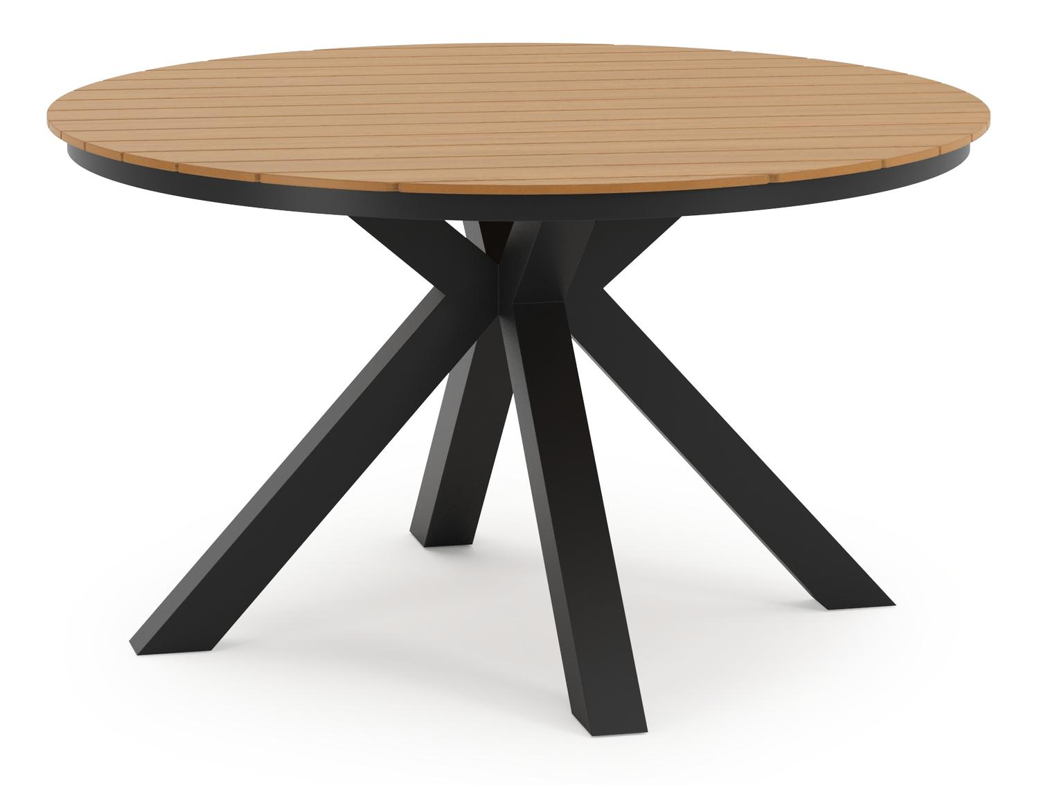 Tora tuintafel in zwart aluminium en polywood - Dia. 140 x H 69 cm