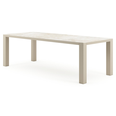 Nano tuintafel rechthoekig in beige aluminium en volkeramiek Rapolano L 240 x B 100 cm