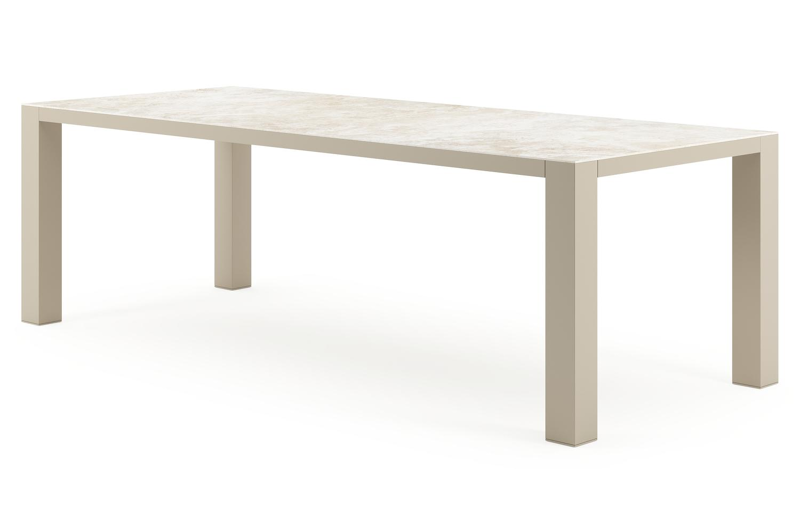 Nano tuintafel rechthoekig in beige aluminium en volkeramiek Rapolano L 240 x B 100 cm