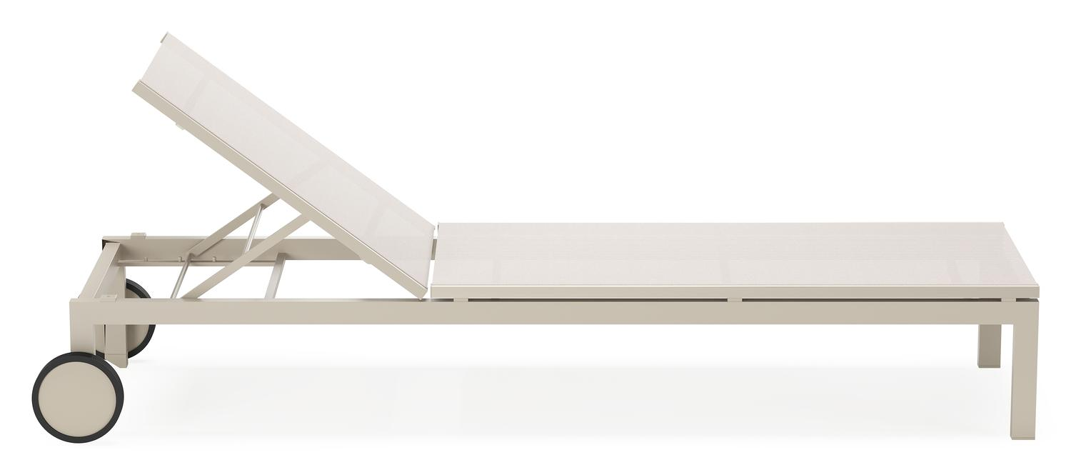 Chaise longue réglable Caravelle en aluminium beige et textilène simple beige