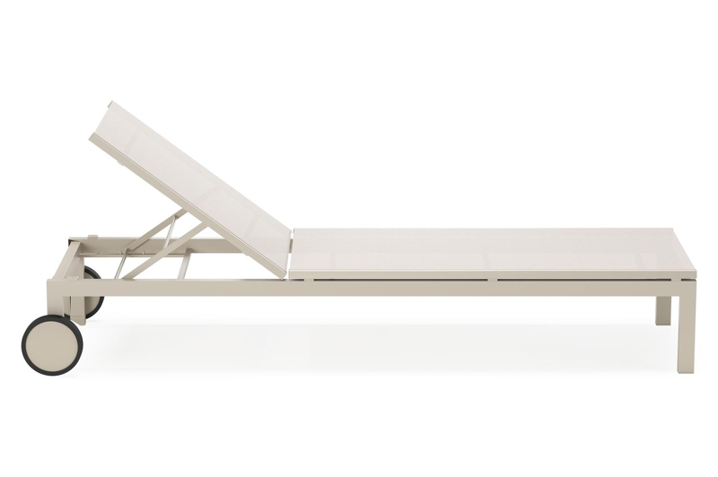 Caravelle verstelbaar ligbed in beige aluminium en beige single textileen