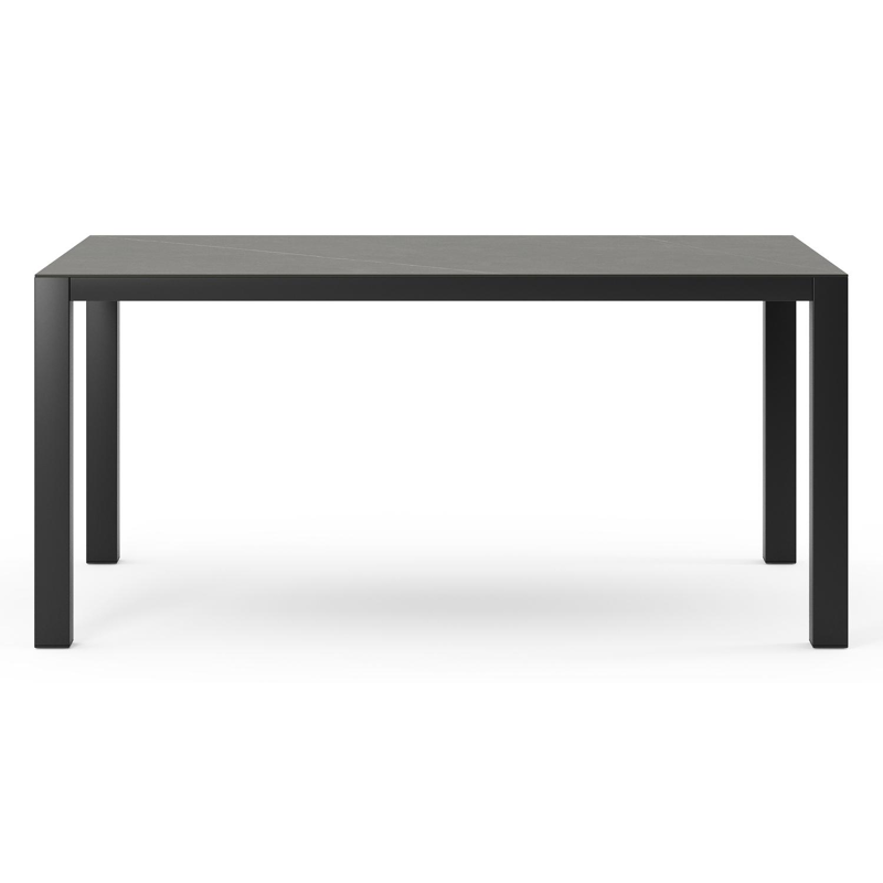 Como tuintafel in zwart aluminium en volkeramiek calatorao - L 160 x B 100 x H 75 cm