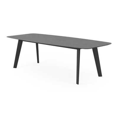 Lacrima tuintafel in zwart aluminium en volkeramiek pierre bleue - L 255 x B 115 x H 74 cm