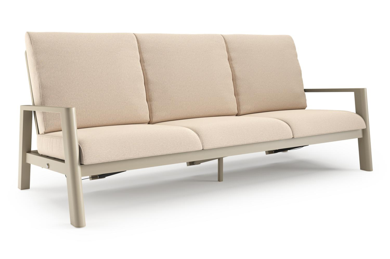 Canapé de jardin Cirello en aluminium beige et coussins en all weather sunbrella® luxe heritage papyrus