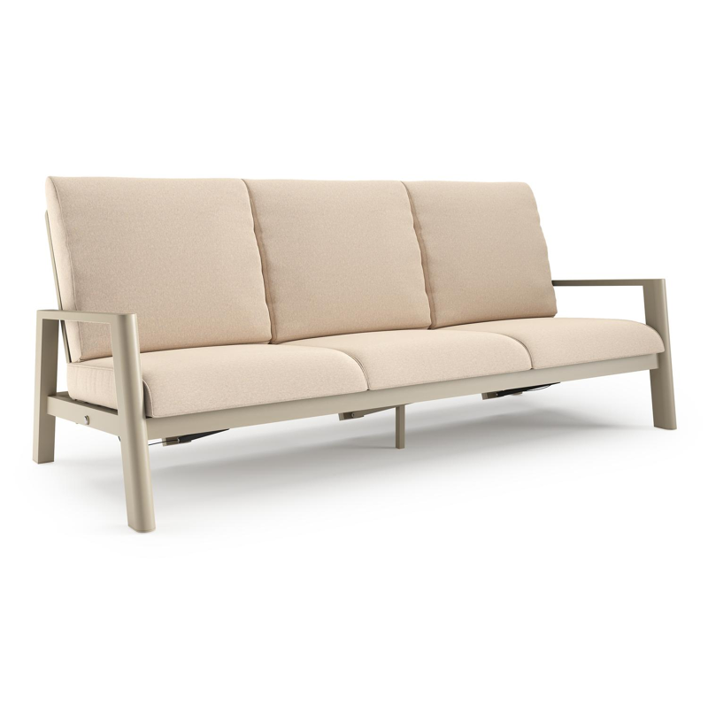 Canapé de jardin Cirello en aluminium beige et coussins en all weather sunbrella® luxe heritage papyrus