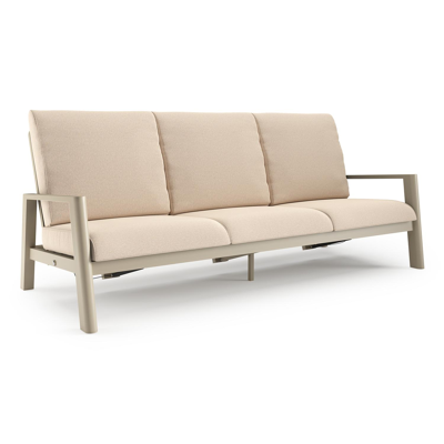 Canapé de jardin Cirello en aluminium beige et coussins en all weather sunbrella® luxe heritage papyrus