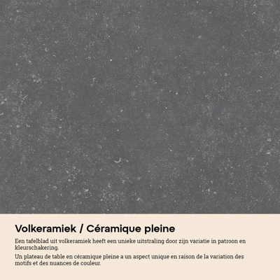 Lacrima tuintafel in zwart aluminium en volkeramiek pierre bleue - L 255 x B 115 x H 74 cm