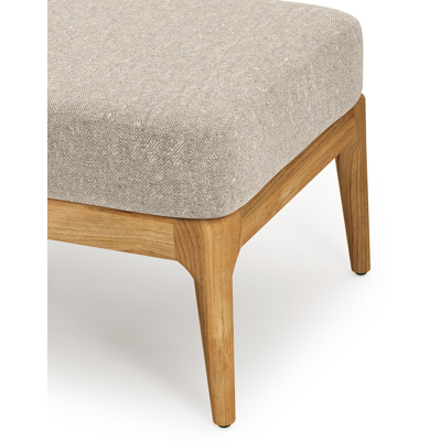 Orso poef in teak met Chartres Pewter all weather sunbrella® luxe kussen