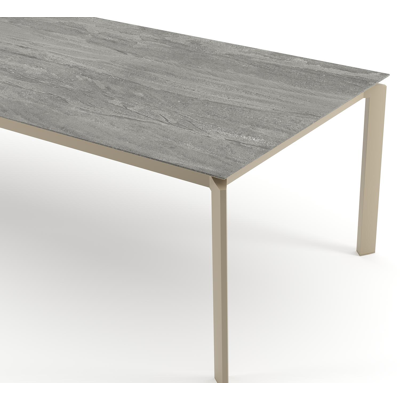 Cirello tuintafel rechthoekig in beige aluminium en volkeramiek Aspen Grey - L 280 x B 110 x H 74.5 cm