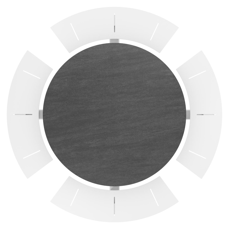 Rondino picknicktafel rond in wit aluminium en volkeramiek Basalt Black - Dia. 236 x H 71.5 cm