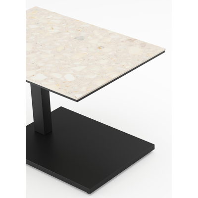 Cirello pop-up bijzettafel in zwart aluminium en retrostone volkeramiek - L 70 x B 80 x H 66 cm
