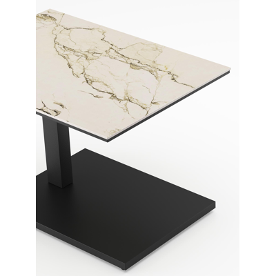 Table d'appoint Cirello Pop-up en aluminium noir et céramique pleine colorado dunes - Lg. 70 x Lrg. 80 x Haut. 66 cm