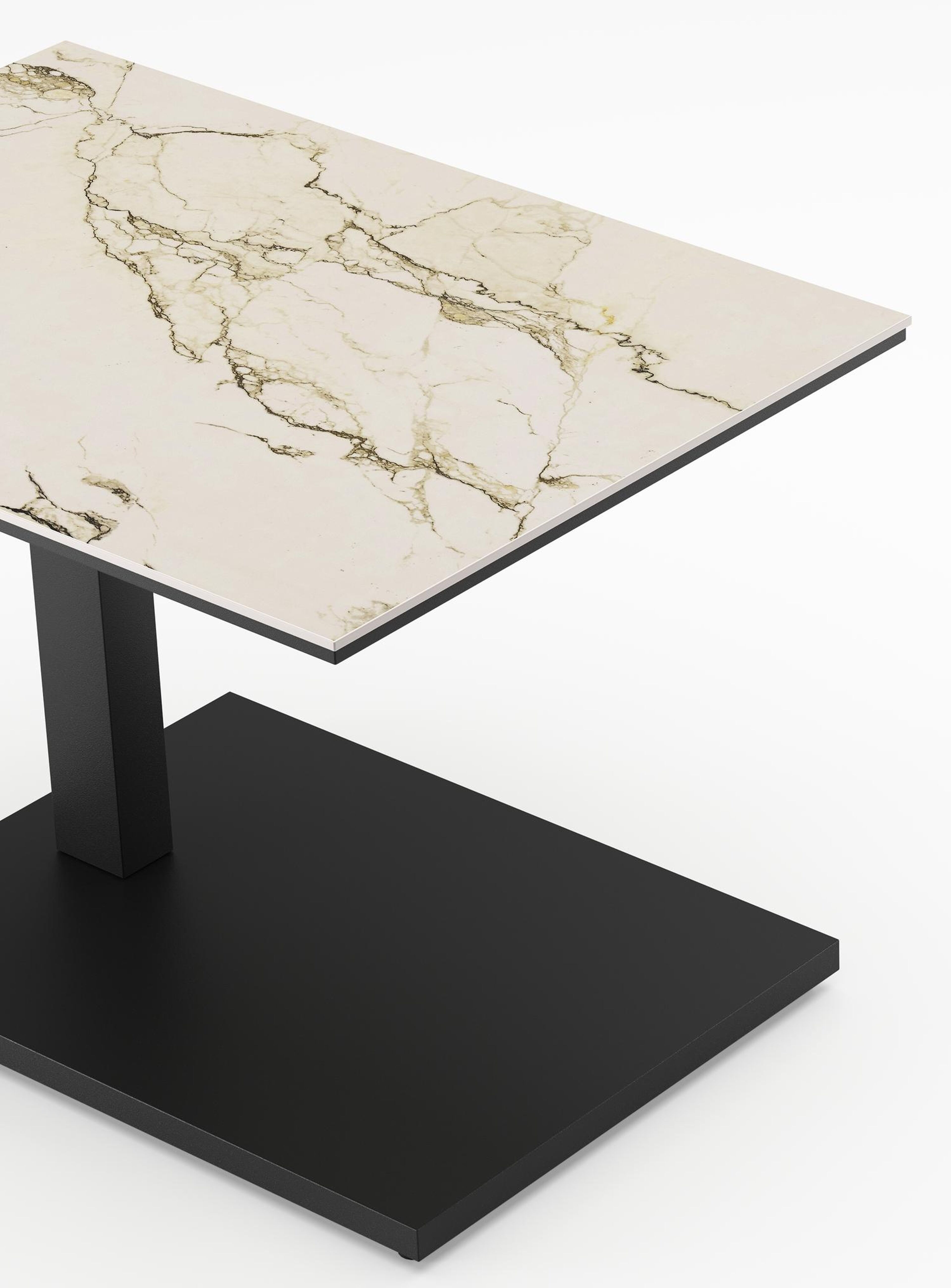 Table d'appoint Cirello Pop-up en aluminium noir et céramique pleine colorado dunes - Lg. 70 x Lrg. 80 x Haut. 66 cm