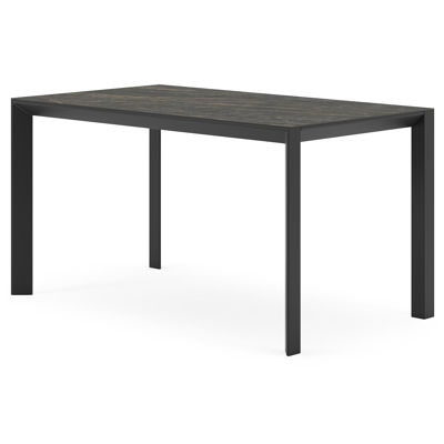 Malito tuintafel in zwart aluminium en volkeramiek black obsession - L 140 x B 80 x H 75 cm