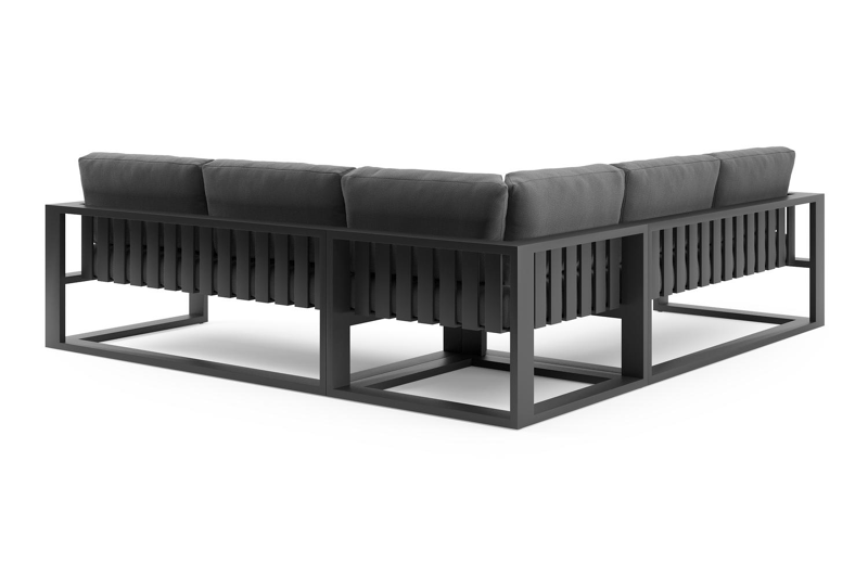 Verato loungehoek in zwart aluminium met lopi shadow all weather sunbrella® luxe kussen