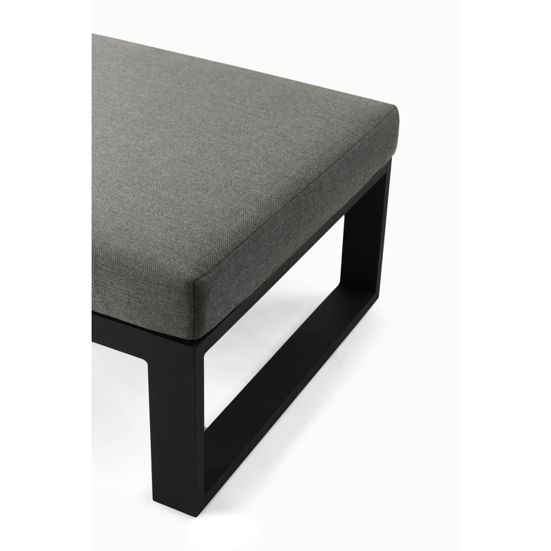 Salon de jardin Livo en aluminium noir avec coussins en weather+ softtouch gris