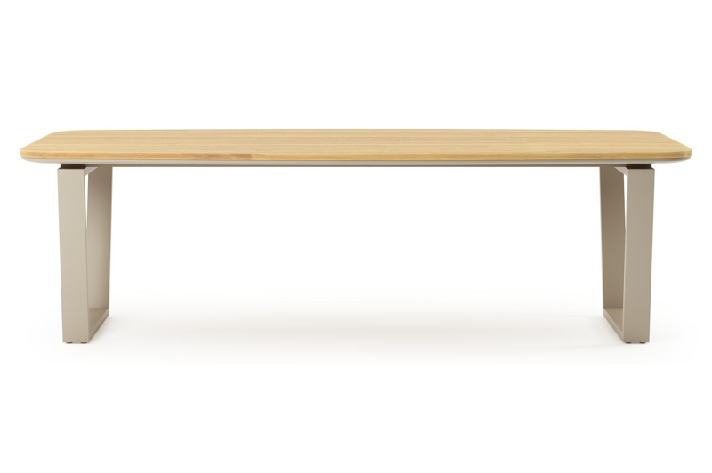 Pagino tuintafel bootvorm in beige aluminium en teak L 255 x B 115 x H 73 cm x H 73 cm