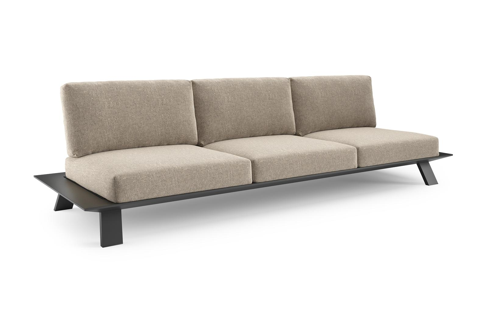 Cesano loungebank in zwart aluminium met chartres pewter all weather Sunbrella® luxe kussen