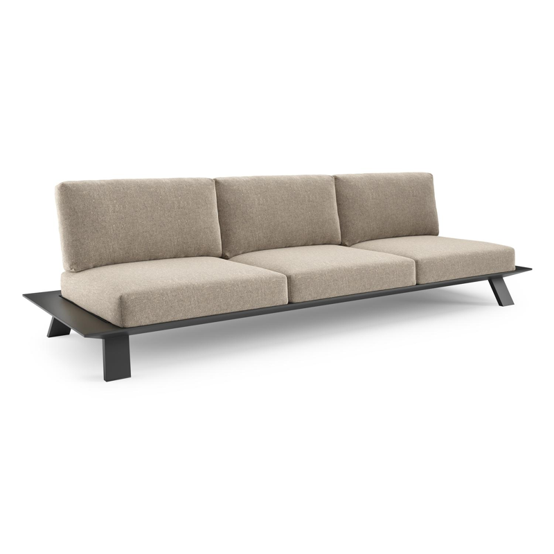 Cesano loungebank in zwart aluminium met chartres pewter all weather Sunbrella® luxe kussen