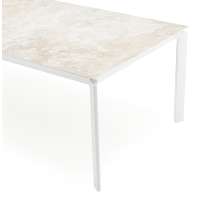 Cirello tuintafel rechthoekig in wit aluminium en volkeramiek Rapolano L 280 x B 110 cm