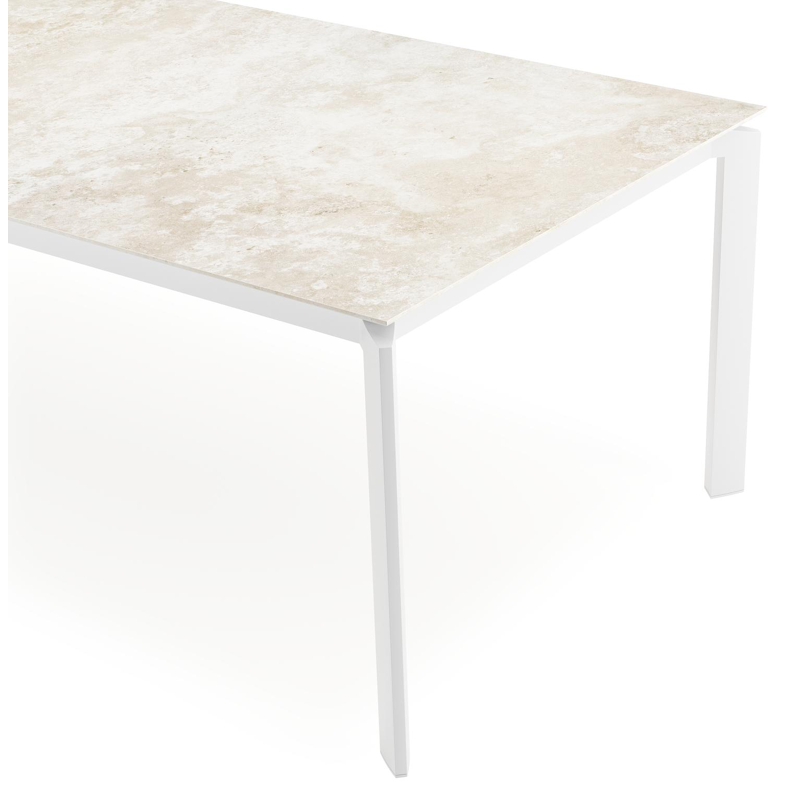 Cirello tuintafel rechthoekig in wit aluminium en volkeramiek Rapolano L 280 x B 110 cm