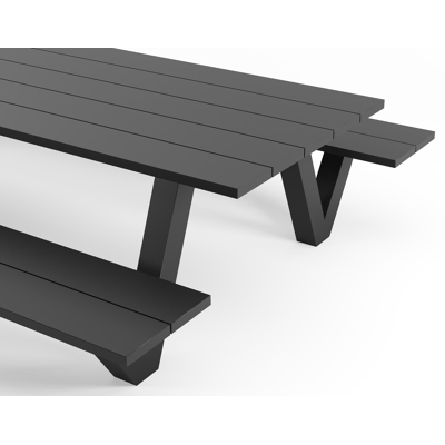 Norma picknicktafel in zwart aluminium - L 300 x B 213 x H 74 cm