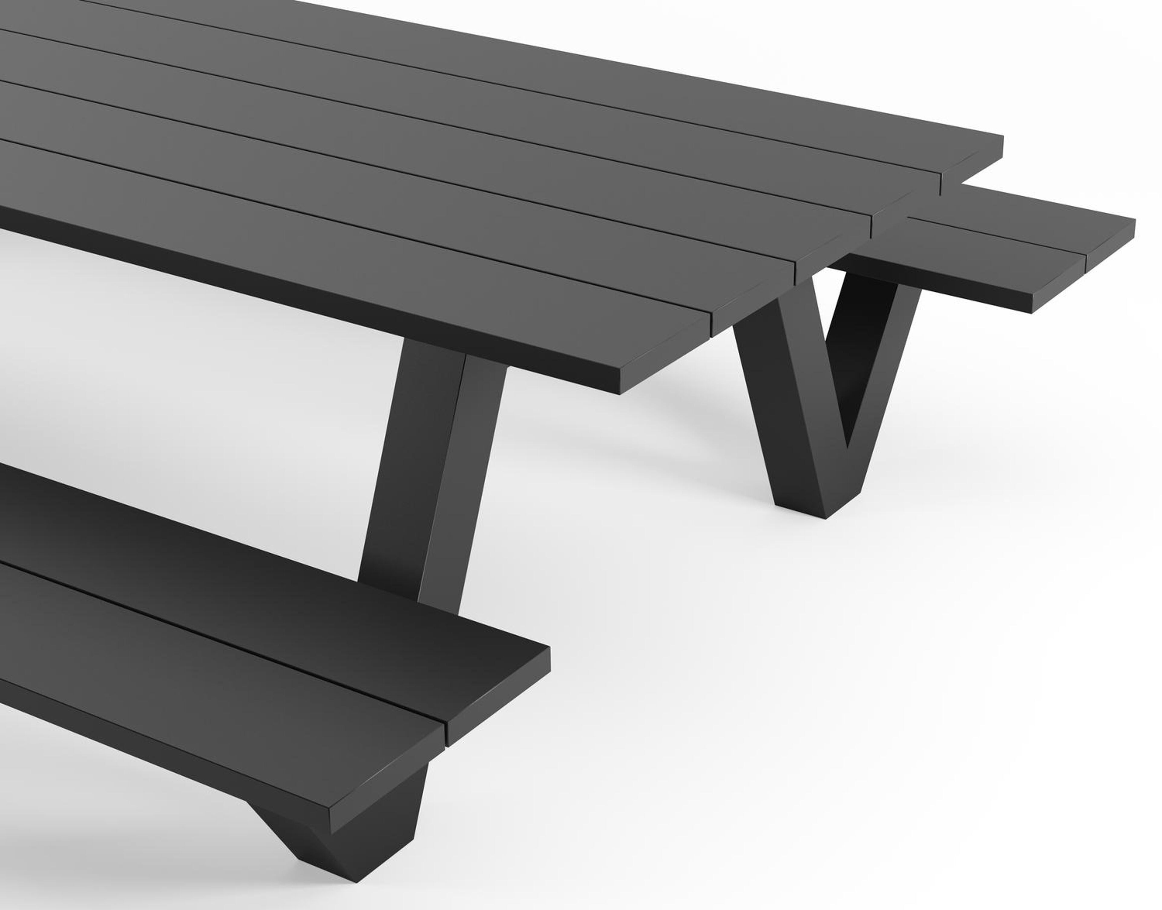 Table de pique-nique Norma en aluminium noir - Lg. 300 x Lrg. 213 x Haut. 74 cm