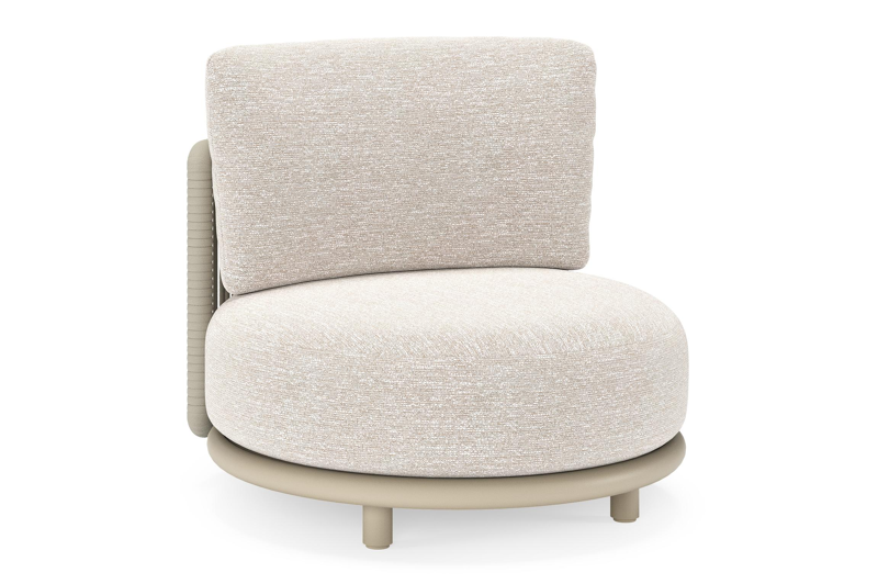 Lomano loungestoel in beige aluminium en beige verticaal geweven luxe vlakke rope met Tundra Sand all weather sunbrellaÂ® luxe