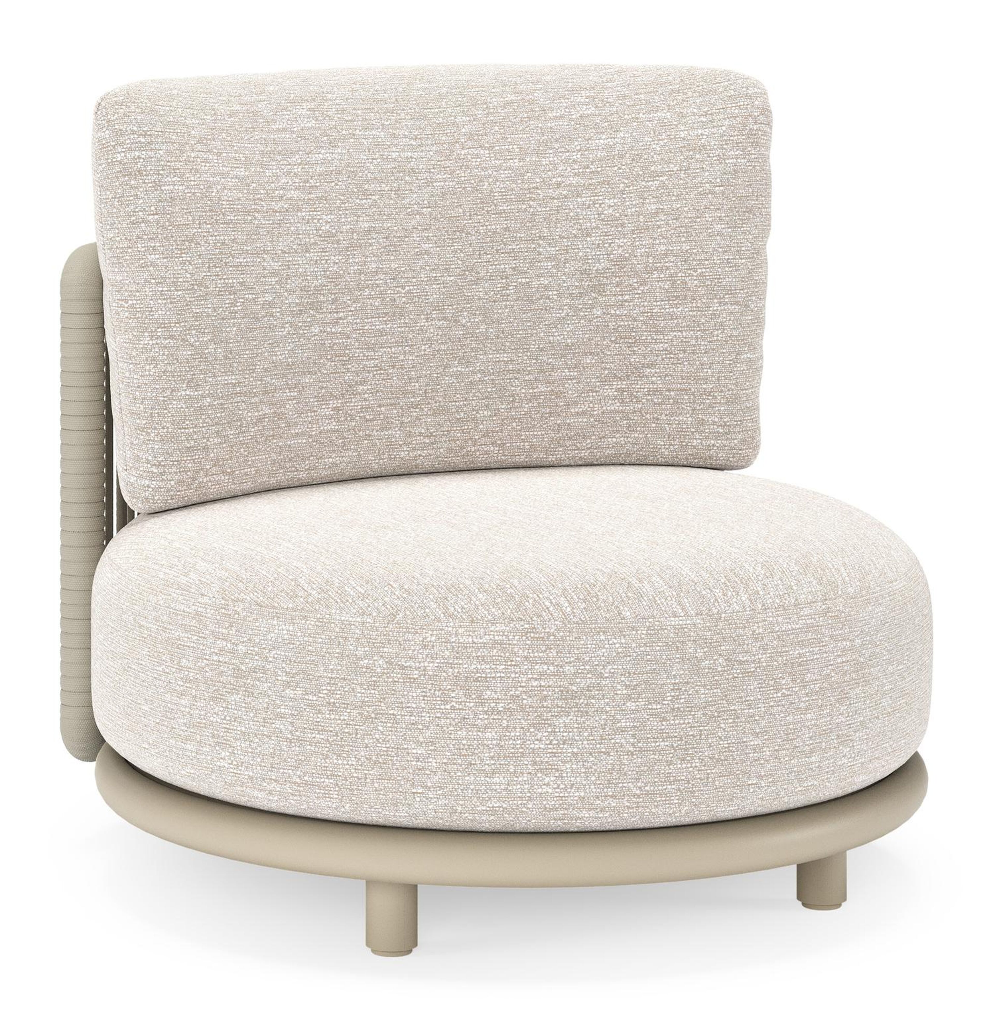 Lomano loungestoel in beige aluminium en beige verticaal geweven luxe vlakke rope met Tundra Sand all weather sunbrellaÂ® luxe