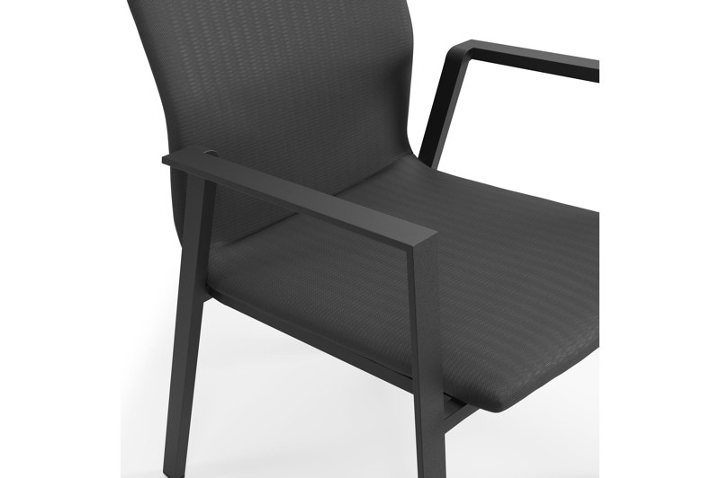 Pamplona ronde tuinset in zwart aluminium en teak naturel met 6 Madura tuinstoelen