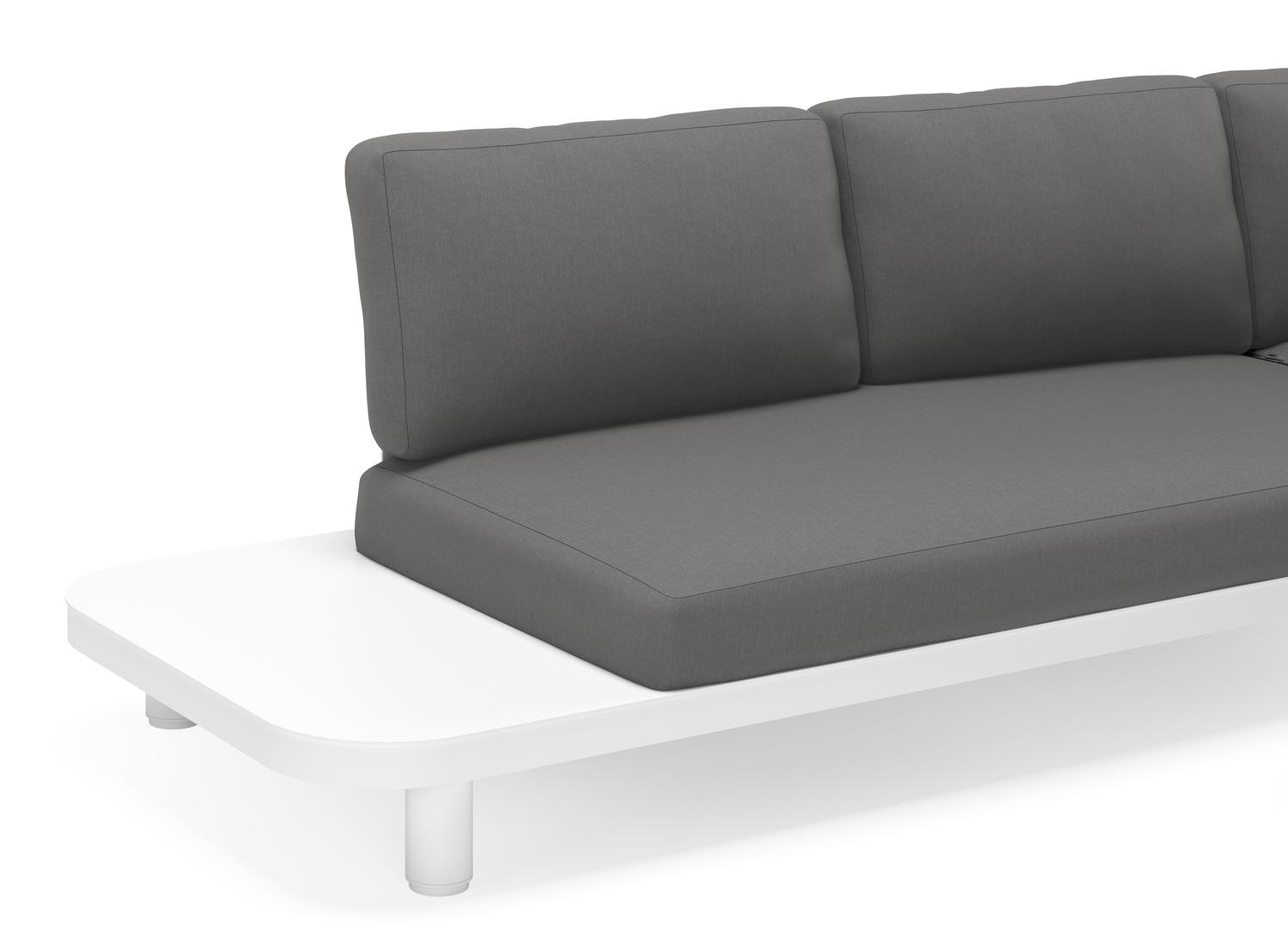 Donato loungehoek in wit aluminium met savane zinc all weather sunbrella® luxe kussens