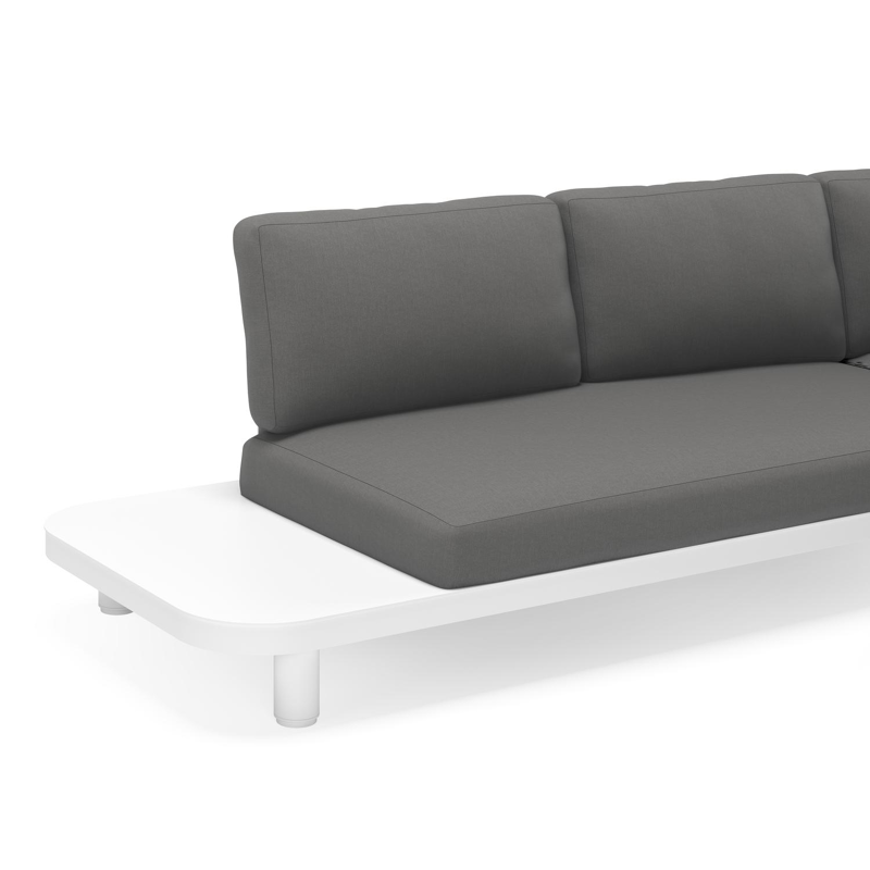 Donato loungehoek in wit aluminium met savane zinc all weather sunbrella® luxe kussens