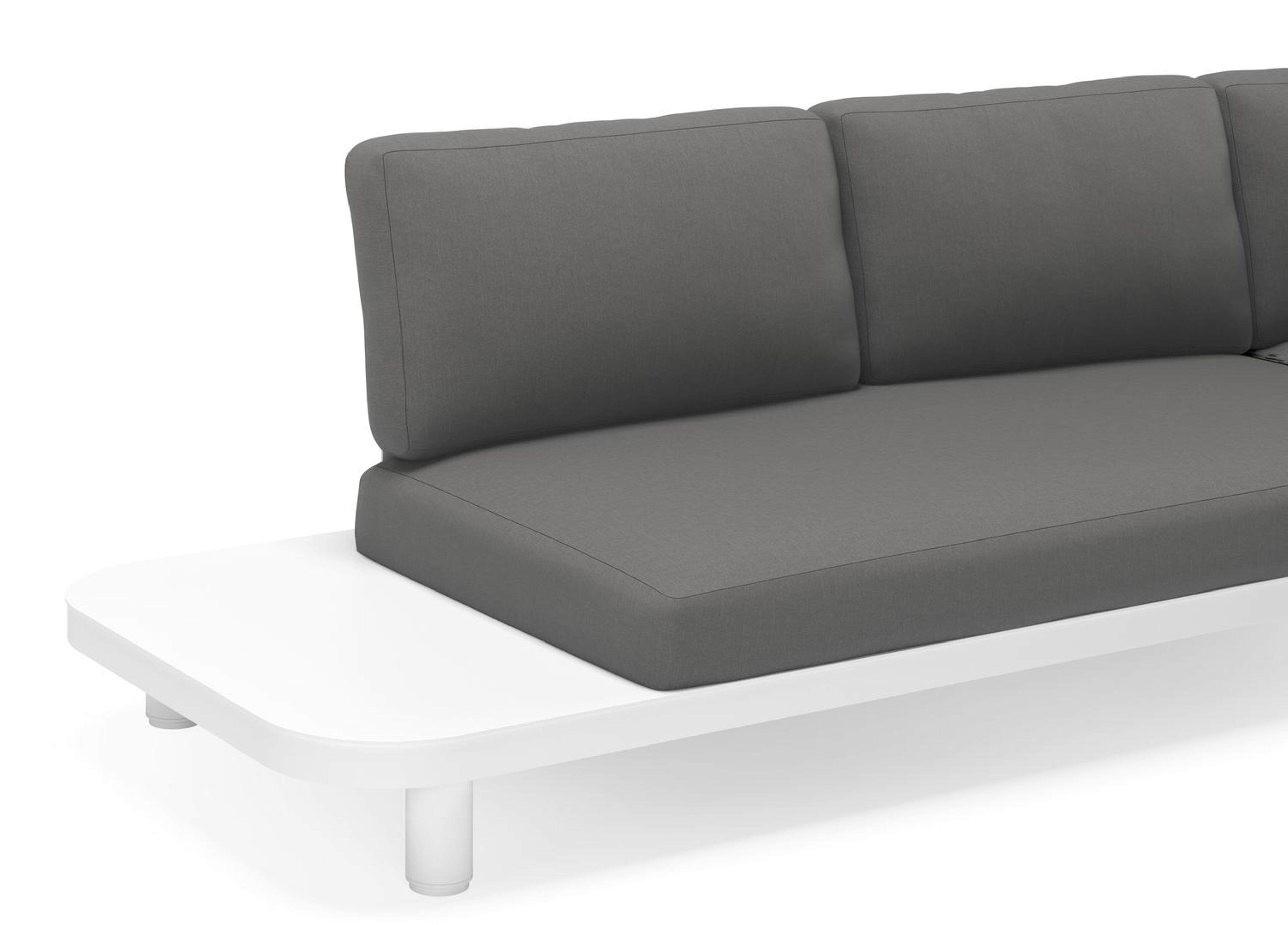 Donato loungehoek in wit aluminium met savane zinc all weather sunbrella® luxe kussens