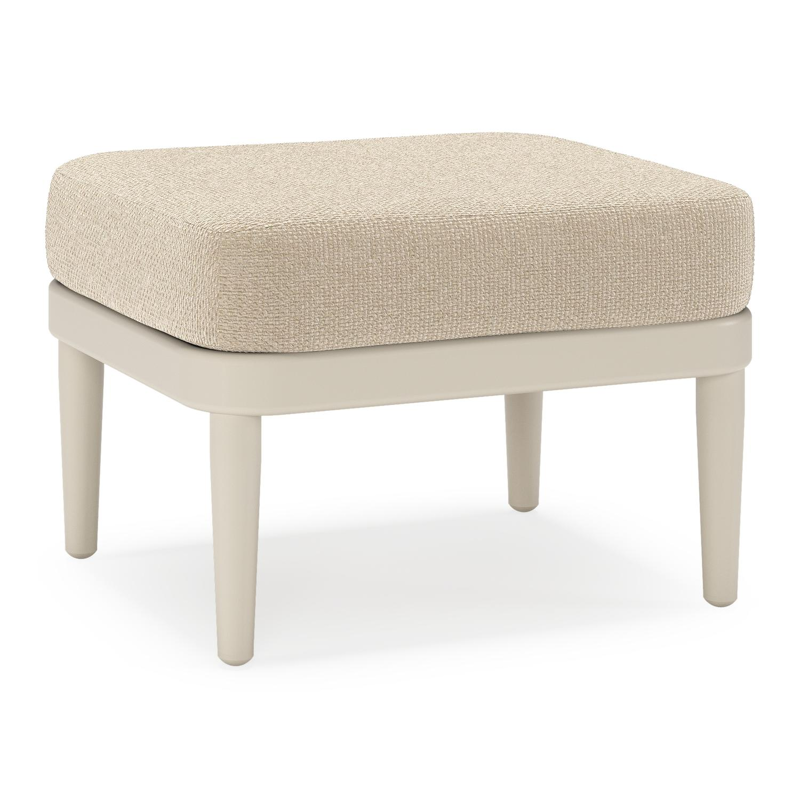 Orso poef in beige aluminium met Althea Chalk all weather cosytica kussen