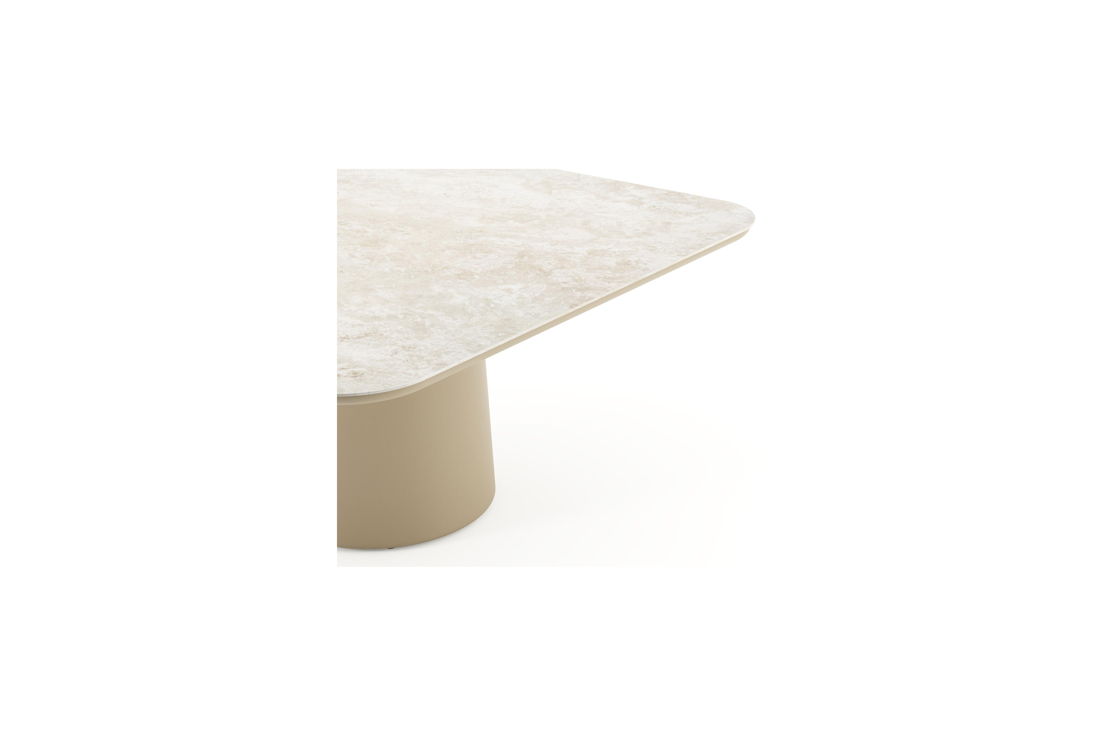 Amico tuintafel afgerond vierkant in beige aluminium en volkeramiek Rapolano - L 148 x B 148 x H 73.5 cm