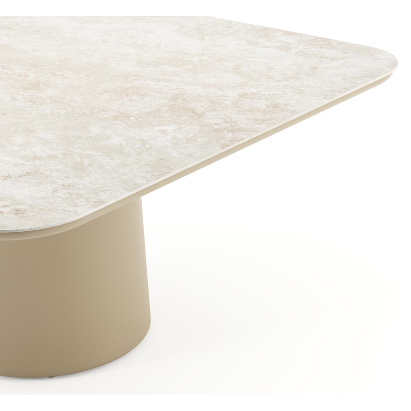 Amico tuintafel afgerond vierkant in beige aluminium en volkeramiek Rapolano - L 148 x B 148 x H 73.5 cm