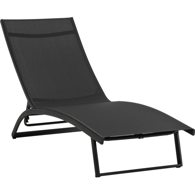 Set van 2 verstelbare Calvia ligbedden in zwart aluminium en zwart textilene