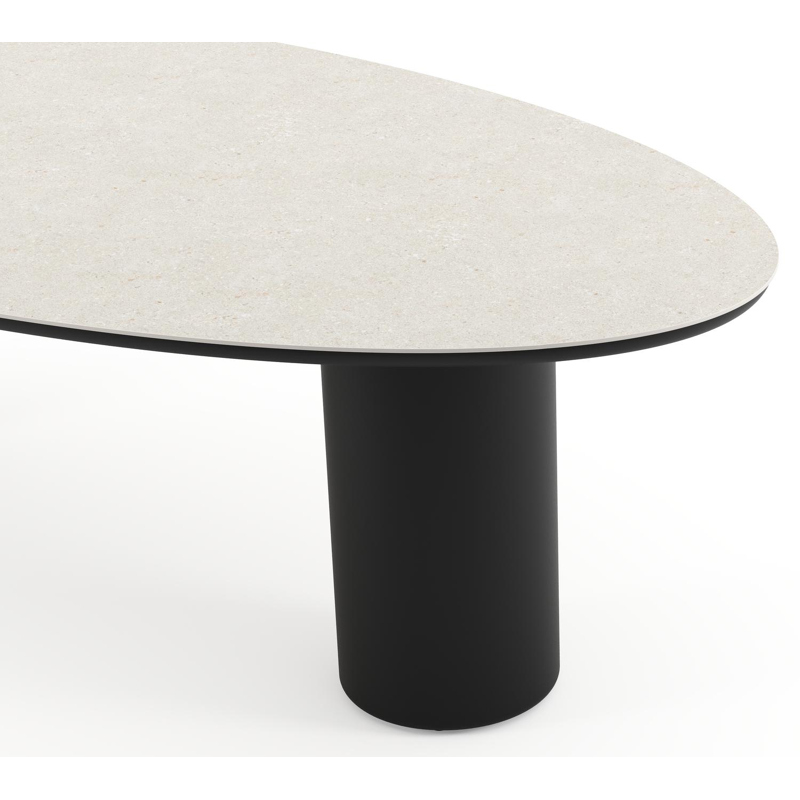 Amico tuintafel ovaal in zwart aluminium en volkeramiek Shilin - L 260 x B 125 x H 73.5 cm