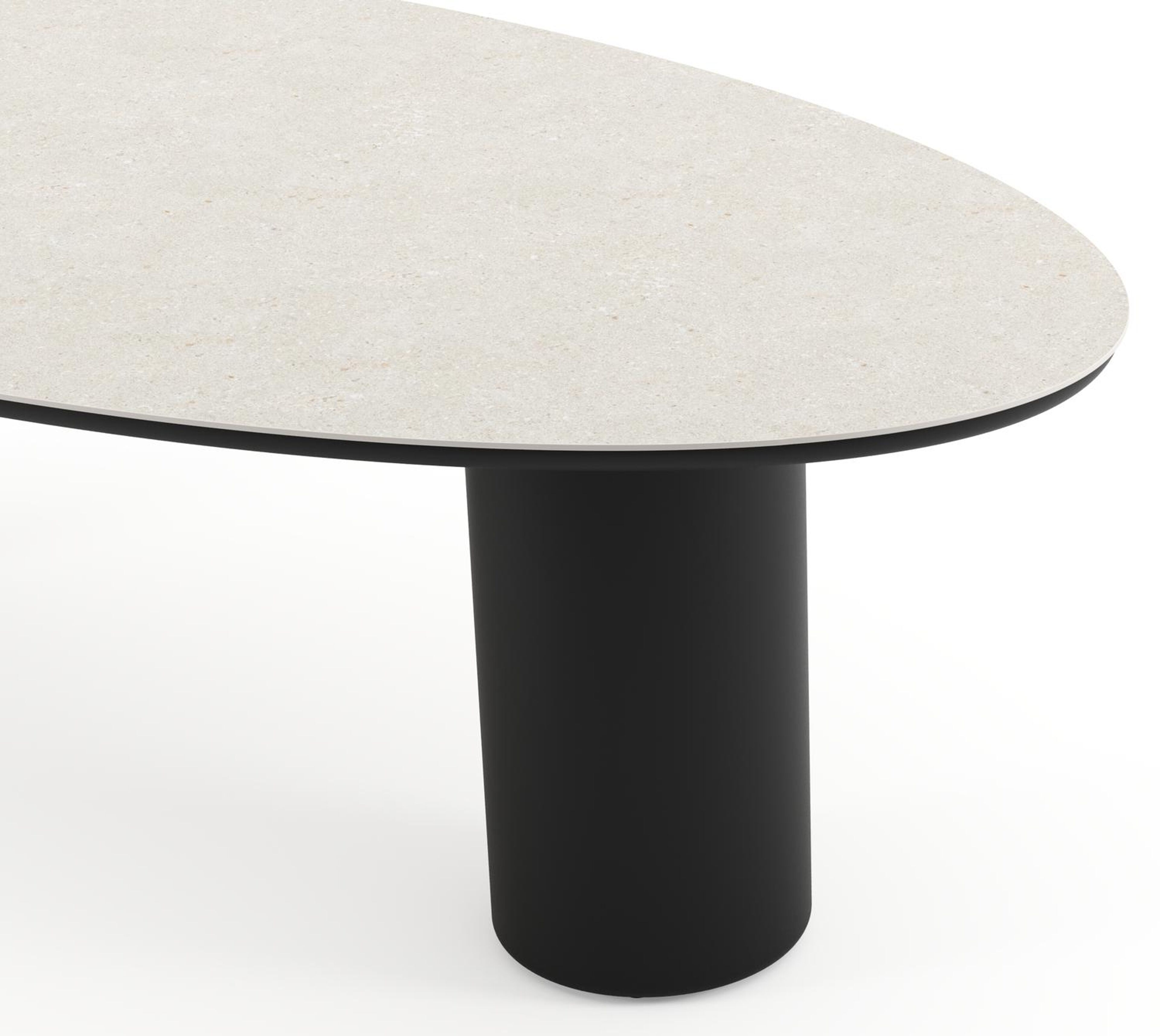 Table de jardin Amico oval en aluminium noir et céramique pleine Shilin - Lg. 260 x Lrg. 125 x Haut. 74 cm