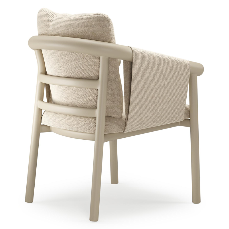 Amico stapelbare tuinstoel in beige aluminium met stoelkussen in All Weather Cosytica Althea Chalk