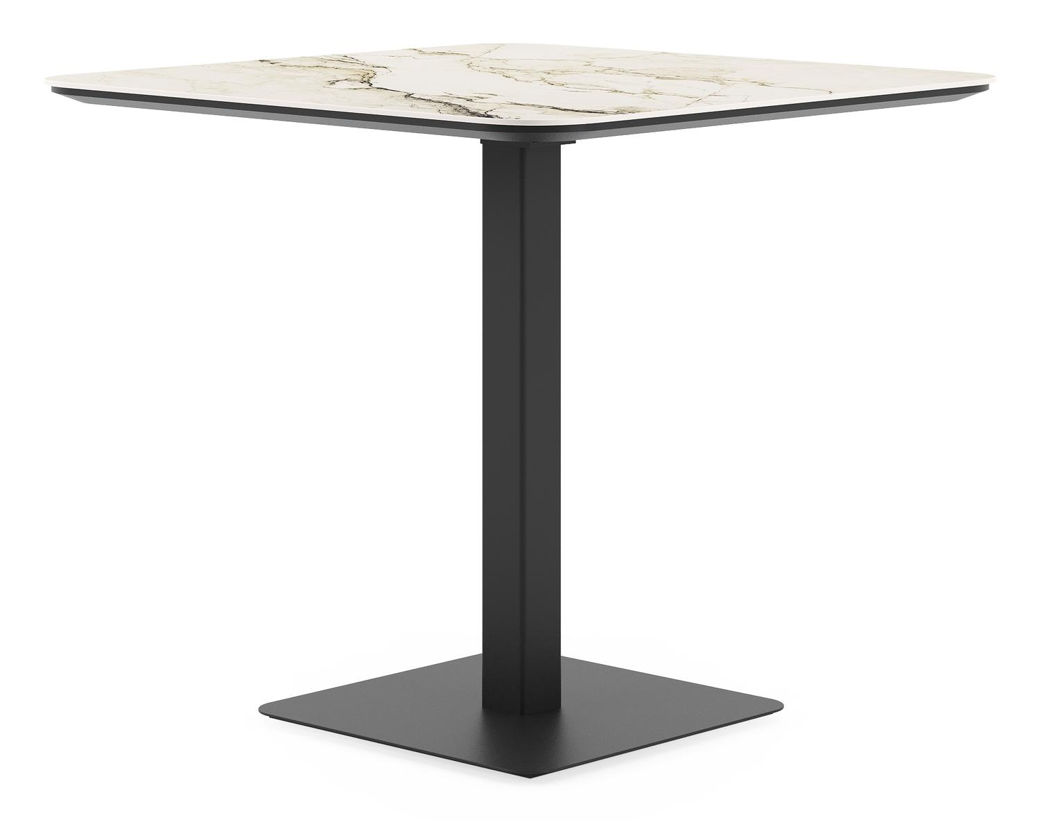 Fano kantelbare tuintafel vierkant afgerond in zwart aluminium en volkeramiek colorado dunes - L 80 x B 80 x H 72.5 cm